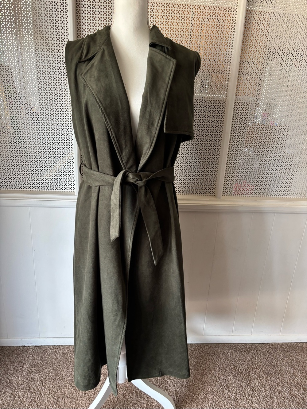 Women’s Who What Wear Faux Suede Sleeveless Trench Vest